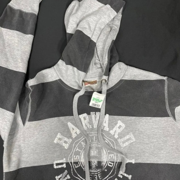 NWT Pro Weave Unisex Harvard University Gray Striped Hoodie Size S - Picture 8 of 9